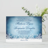 Winter Snowflakes Blue Holiday Wedding Invitations Kaart (Staand voorkant)