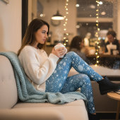 Winter Snowflakes Blue Leggings