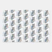 Winter Snowflakes Blue Owl Christmas Snow Inpakpapier Vel (Voorkant)