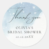 Winter Snowflakes Blue Ronde Sticker (Voorkant)