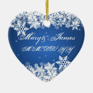 Winter Snowflakes Blue Wedding Favor Sapphire Keramisch Ornament