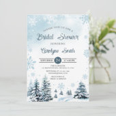 Winter Snowflakes Bridal Shower Invitation Kaart (Staand voorkant)