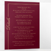 Winter Snowflakes Burgundy en Gold Sparkle Drieluik Kaart (Binnenzijde eerst)