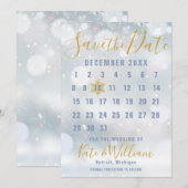 Winter Snowflakes Calendar sparen de Datum Kaart (Voorkant / Achterkant)