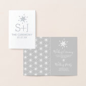 Winter Snowflakes Ceremony Wedding Programme Silve Folie Kaarten (Display)