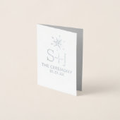 Winter Snowflakes Ceremony Wedding Programme Silve Folie Kaarten (Voorkant)