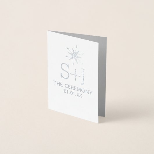 Winter Snowflakes Ceremony Wedding Programme Silve Folie Kaarten (Voorkant)