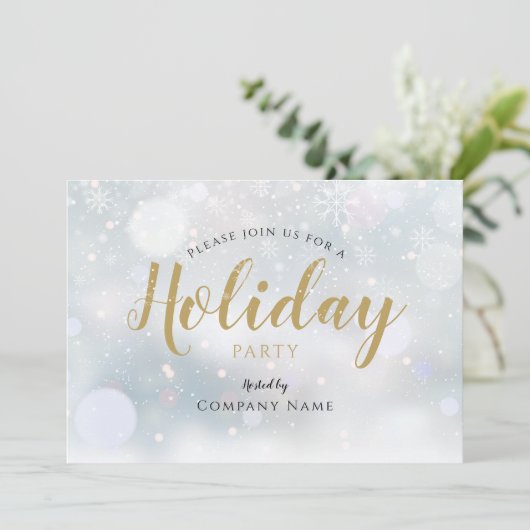 Winter Snowflakes Corporate Holiday Party Kaart (Staand voorkant)