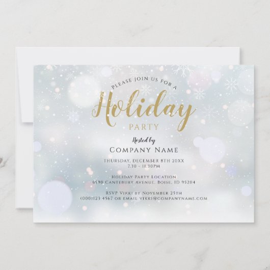 Winter Snowflakes Corporate Holiday Party Kaart (Achterkant)