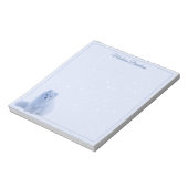 Winter Snowflakes Cute Fox Personalized Blue Notitieblok (Linkerzijde)