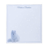 Winter Snowflakes Cute Fox Personalized Blue Notitieblok (Voorkant)
