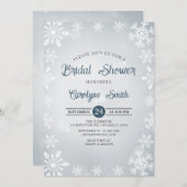 Winter Snowflakes Elegant Bridal Shower Invitation Kaart (Voorkant / Achterkant)