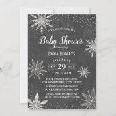 Winter Snowflakes Elegant Chalkboard Baby shower Kaart (Voorkant)