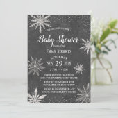 Winter Snowflakes Elegant Chalkboard Baby shower Kaart (Staand voorkant)
