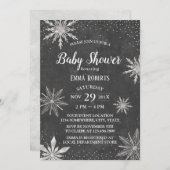 Winter Snowflakes Elegant Chalkboard Baby shower Kaart (Voorkant / Achterkant)