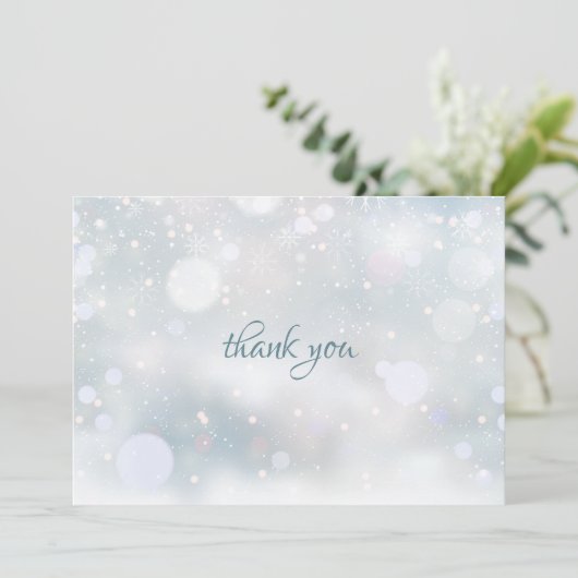 Winter Snowflakes Elegant modern script Bedankkaart (Staand voorkant)