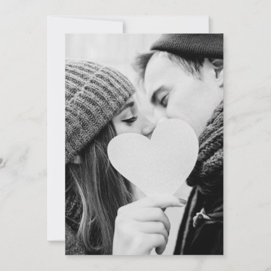 Winter Snowflakes Elegant Script Photo Weddenschap Kaart (Achterkant)