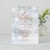 Winter Snowflakes Elegant Script Wedding Folie Uitnodiging (Staand Voorkant)