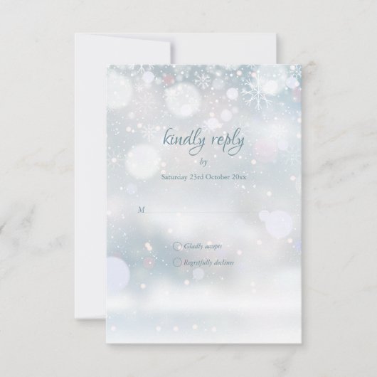 Winter Snowflakes Elegant Script Wedding RSVP (Voorkant)