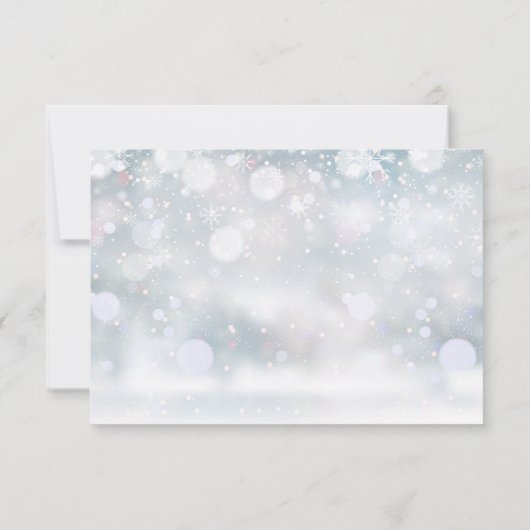 Winter Snowflakes Elegant Script Wedding RSVP Kaartje (Achterkant)