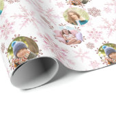 Winter Snowflakes en 3 Fotopatroonrood roze Cadeaupapier (Rol Hoek)
