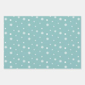 Winter Snowflakes en Polka Dots Pattern in Blauwgr Inpakpapier Vel (Voorkant)