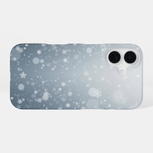 Winter Snowflakes Falling Snow Pattern Bokeh iPhone 16 Hoesje (Achterkant horizontaal)