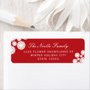 Winter Snowflakes Flowers Holiday Adresetiketten Etiket