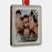 Winter Snowflakes Flowers Holiday Metalen Ornament (Rechts)