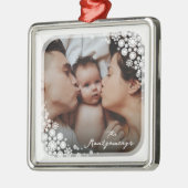 Winter Snowflakes Flowers Holiday Metalen Ornament (Links)