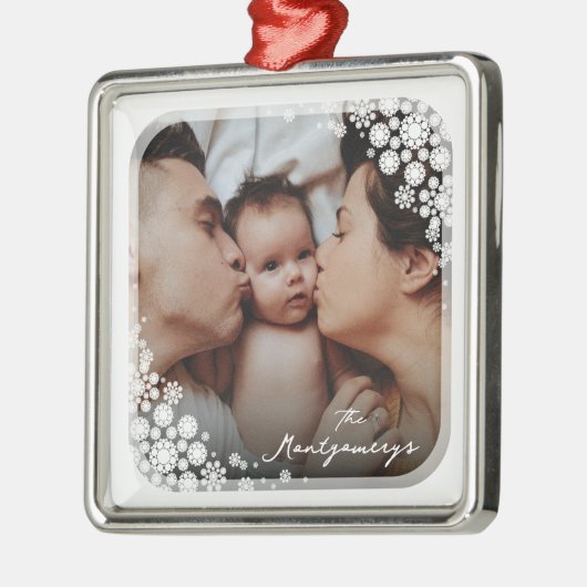 Winter Snowflakes Flowers Holiday Metalen Ornament (Links)