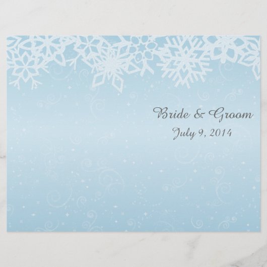 Winter Snowflakes Folded Wedding Programme (Voorkant)