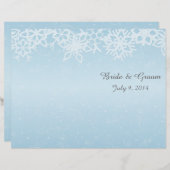 Winter Snowflakes Folded Wedding Programme (Voorkant / Achterkant)