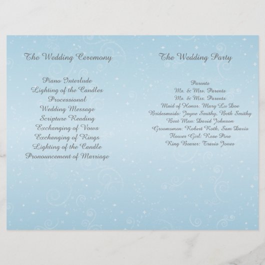 Winter Snowflakes Folded Wedding Programme (Achterkant)