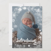 Winter Snowflakes Foto geboorteaankondigingen Feestdagenkaart (Voorkant)