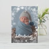 Winter Snowflakes Foto geboorteaankondigingen Feestdagenkaart (Staand voorkant)