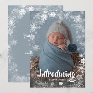 Winter Snowflakes Foto geboorteaankondigingen Feestdagenkaart