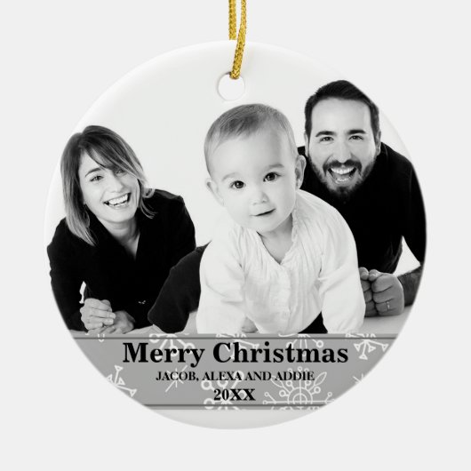 Winter Snowflakes Fotokerstversiering Keramisch Ornament (Voorkant)