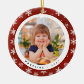 Winter Snowflakes Fotonaam kerstversiering Keramisch Ornament (Voorkant)
