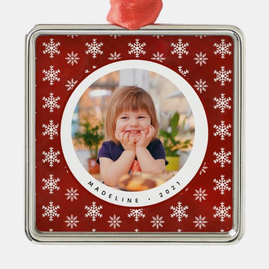 Winter Snowflakes Fotonaam kerstversiering Metalen Ornament (Voorkant)