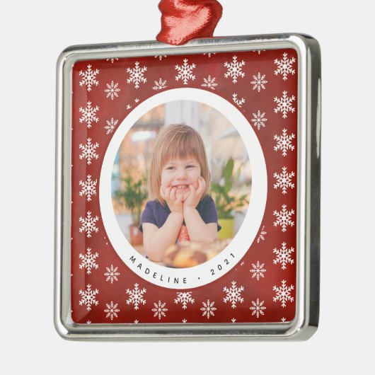 Winter Snowflakes Fotonaam kerstversiering Metalen Ornament (Links)