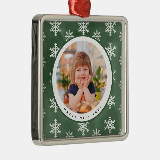 Winter Snowflakes Fotonaam kerstversiering Metalen Ornament (Rechts)