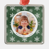 Winter Snowflakes Fotonaam kerstversiering Metalen Ornament (Voorkant)