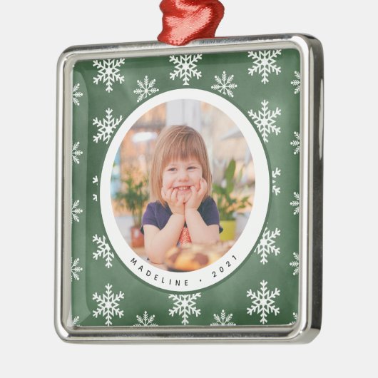 Winter Snowflakes Fotonaam kerstversiering Metalen Ornament (Links)