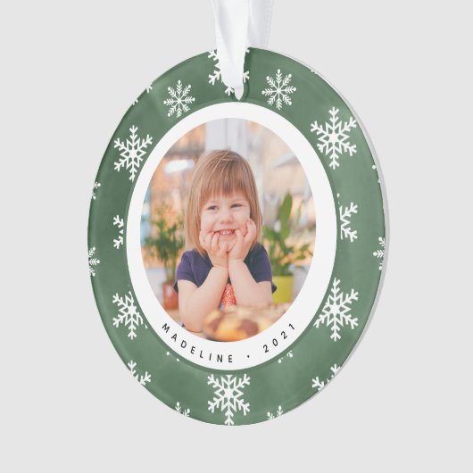 Winter Snowflakes Fotonaam kerstversiering Ornament (voorkant)