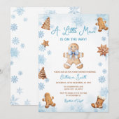 Winter Snowflakes Gingerbread Baby Shower Kaart (Voorkant / Achterkant)