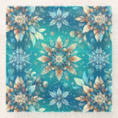 Winter Snowflakes  Glazen Onderzetter (Voorkant)