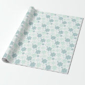 Winter Snowflakes Green Pattern Wrapping Paper Cadeaupapier (Uitgerold)