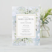 Winter Snowflakes Greenery Baby shower Kaart (Staand voorkant)