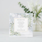 Winter Snowflakes Greenery Baby shower Poem Bedankkaart (Staand voorkant)